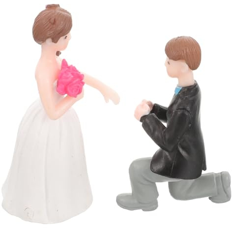 Hochzeitspaar Figuren 1 Paar aus Kunstharz als Dekoration für Feiern | Kleine Braut und Bräutigam Statue, Bezauberndes Sammlerstück, Passend als Geschenk und Festliche Deko