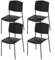 COSTWAY Juego de 4 Sillas de Comedor, Sillas de Cocina Nórdicas con Respaldo Ergonómico y Asiento Ancho, Diseño Apilable, Sillas de Oficina de Capacidad de 160 kg, para Comedor y salón (Negro)