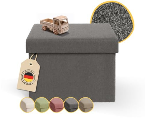 Laleni Sitzbank mit Stauraum - Truhenbank mit Stauraum 41x31 cm - kleine Sitztruhe mit Stauraum - Sitzwürfel - Aufbewahrungsboxen - Sitzbank klein - Polsterhocker - Sitzhocker - Sitzbox in Anthrazit