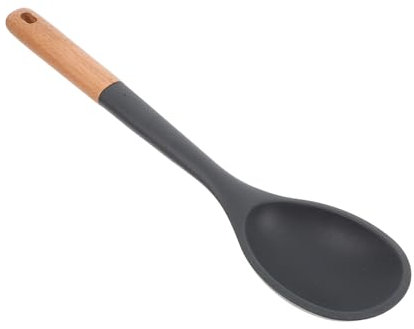 MAGICLULU cuillère de cuisine en silicone cuiller à soupe Cuillère à pâtisserie Grande cuillère de cuisine ergonomique Cuillère de cuisine anti-rayures ustensile de cuisine Bois de pin