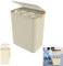 Suusolny Beige Wäschekorb 140L mit Deckel 3 Abschnitt - Herausnehmbarer Net Wäschesortierer Wäschetruhe Wäschesack Waschekorbsammler Wäschetonne Wäschebox mit Griffen für Handtücher Kleidung Spielzeu