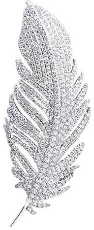 yufana Silberbrosche, Brosche mit Anzug, Metallbrosche, Brosche, Feder-Vintage-Brosche, Federmode-Partybrosche für Frauen und Mädchen. (Silber323)