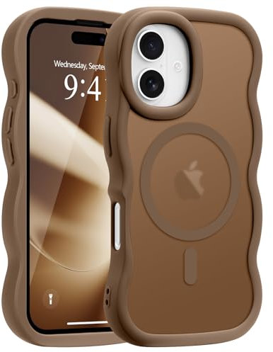 Pepmune Magnetisch Handyhülle für iPhone 16 Hülle Wellenform Kompatibel mit MagSafe Durchscheinend Silikon Case Wellen Design TPU Bumper Anti-Kratzt Stoßfest Schutzhülle für iPhone 16 Gold