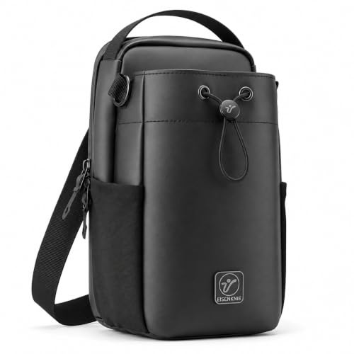 EISENKNIE Magnetische Gymbag kleine Sporttasche schwarz 25x13x15 cm Magnetkraft bis 2 kg Platz für 1,5 l Flasche und Wertsachen Crossbody Schultergurt Handgriff lederähnlich wasserabweisend