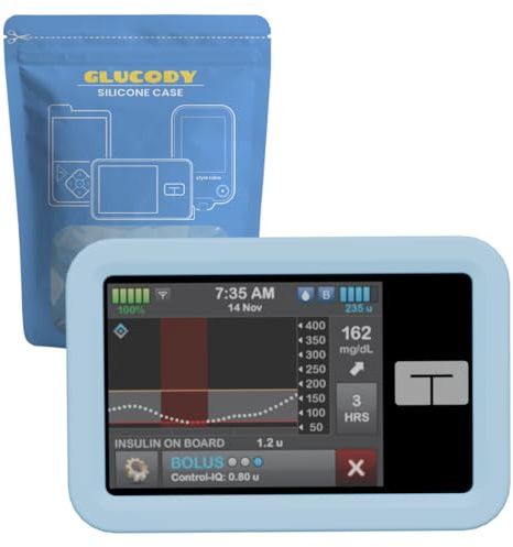 GLUCODY Funda Protectora De Silicona Para Bomba De Insulina Tandem/Compatible Con Todos Los Modelos De Tandem/Silicona De Alta Durabilidad. (Azul)