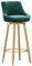 Taburete de bar giratorio de terciopelo moderno con patas de metal dorado, altura de mostrador, taburete de isla de cocina para el hogar, bistró, café, verde, juego de 1 unidad, 75 cm