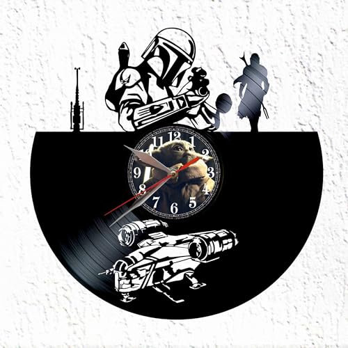 VINY WOODY El Wolf Einsamer Weltraumuhr, Schallplattenuhr, Wanddekoration, originelles Geschenk, groß, LP30