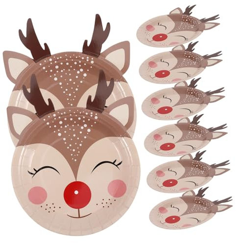 TOYANDONA 10pezzi Piatti Usa e Getta Di Forma Di Cervo Per Natale Piatti Da Portata Per Feste Stoviglie Per Feste Di Natale Piatto Da Portata Natalizio Piatto Per Biscotti Di