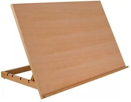 Adjustable Wooden Drawing Board Large Natural Wood Sketching Canvas Table, Portable Desktop Workstation Wooden Artist Table Top Drawing Board Stand for Watercolor Oil Painting Art Supplies Camping