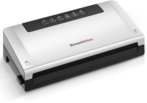 Bonsenkitchen Vakuumierer, Vakuumiergerät mit 5 Modi, mit Cutter und Beutelaufbewahrung, Enthält 10 Vakuumbeutel und 1 Rollbeutel