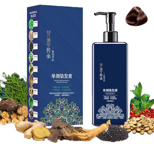 Haarfärbeshampoo auf Pflanzenbasis | Sanfte, langanhaltende Formel mit natürlichen Extrakten | Ammoniakfreie Farbe für Männer und Frauen (Brown)