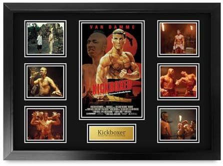 HWC Trading Kickboxer Jean-Claude Van Damme Geschenke Geduckter Poster Signiertes Autogramm Foto für Fans von Film Memorabilien - A2 Gerahmt (ID-006513)