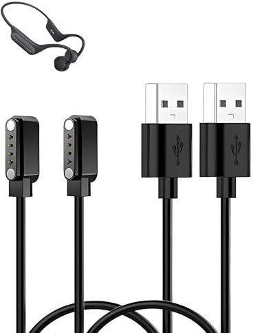 2-Pack Charging Cable for Voistek Bone Conduction Swimming Headphones,Magnetic Adsorption Charging USB Cable,Portable Quick Charge,Sturdy and Durable,Black