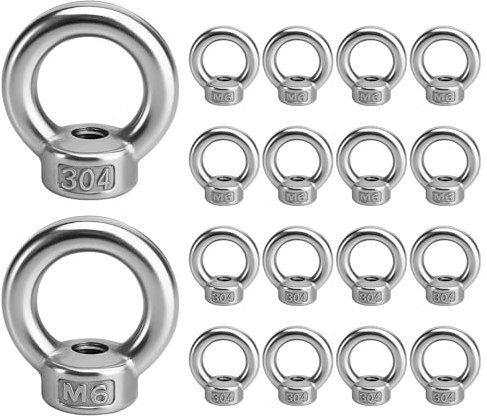 APOMOONS 18 Stück Ringmutter M6, 304 Edelstahl Ringschraube M6 für Hebegeräte Zubehör Seilmontage Hebezubehö, Augenmutter Innengewinde für Befestigen Sie hängende Ornamente Blumentöpfe Schaukelständer