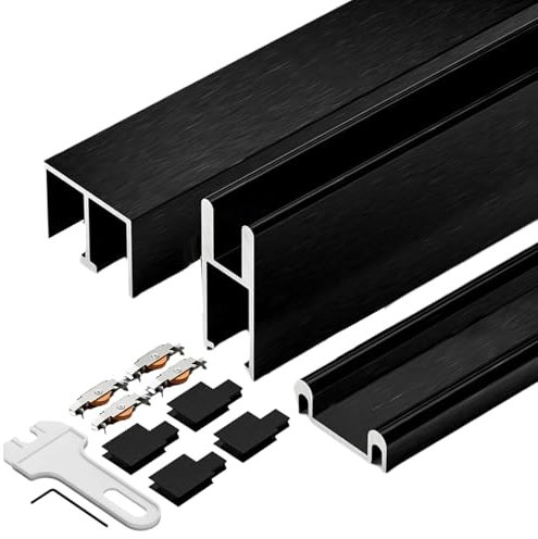 Machtiging Binario per Porta Scorrevole Kit,Kit Ferramenta per Porte Scorrevoli A Scomparsa,Kit Binario for Porta Scorrevole in Vetro,Lega di Alluminio,Funzionamento Fluido,per vetrine e armadi