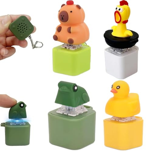 XUDUOO 4 Stück Fidget Toys, Frosch Sensorik Spielzeug, Frösche-Quaken-Schlüsselanhänger, Duckey Keychain Tastatur-Schlüsselanhänger mit bunten Lichtern und Sound, Für Anti Angst & Nervosität