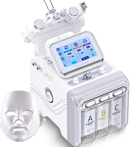 Macchina di bellezza con ossigeno a idrogeno viso 7 in 1 con maschera, multifunzione per la cura del viso, riduzione delle rughe e idratazione, trattamento At-Home Spa (grigio)