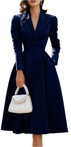 FUPODD Etuikleid Damen Elegant Festlich Kleider Damen Winter Langarm Curvy Cocktailkleid Hochzeitsgast Herbstkleid V Ausschnitt Winterkleid Schickes Damenkleider Business Kleid Frauen Abendkleid