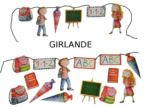 alles-meine.de GmbH 3m Girlande Schulanfang - Kinder Party Schuleinführung Schule Schulbeginn Fest Dekoration Schultüten