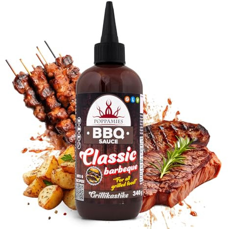 Poppamies Salsa Barbecue Classica – Gusto Tradizionale e Versatile, Perfetta per Carne, Pollo e Verdure – Senza Glutine, Vegana – 340g
