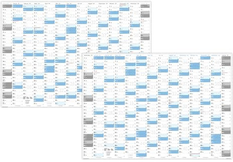 XXL Wandkalender DIN A0 2025 + 2026 (blau2) große Tageskästchen (Kalender werden gerollt versendet)