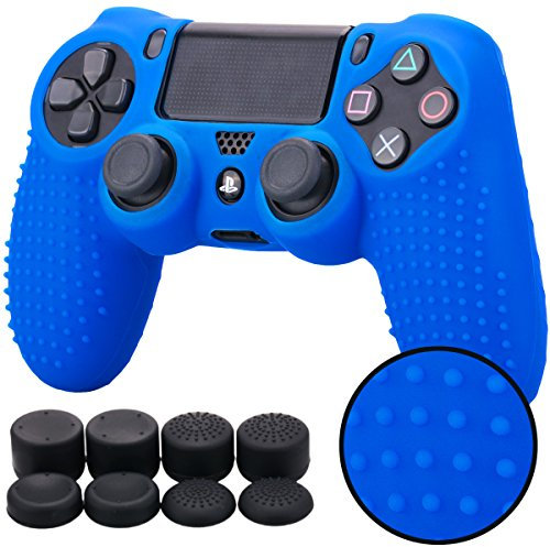 Pandaren Tachuelas de silicona para mando de PS4 (azul) + FPS PRO thumb grips pulgar tomas x 8