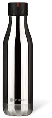 LES ARTISTES Paris A-1972 Bottle'Up, Thermos 500 ml, Gourde isotherme sans BPA, Réutilisable, Garde au chaud 12h et au froid 24h, Acier Inoxydable, Design Crystal Silver