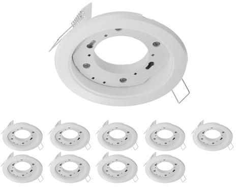 ledscom.de 10 Stück Deckeneinbauleuchte ZOBE, weiß matt, rund, 107mm Ø, 1x GX53 max. 25W