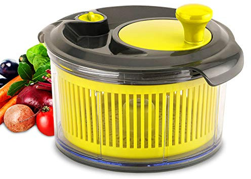 Royalford Mini Salad Spinner | Healthy Eating Salad Spinner and Dresser for Lettuce Herbs Vegetables & Fruits| Multipurpose, Spin-Knob Design | Spinner for Drying and Dressing Salads | 1500ML