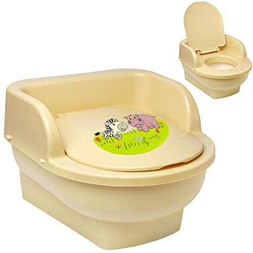 alles-meine.de GmbH Kindertoilette - Töpfchen/Nachttopf/Babytopf - mit Deckel - beige - Creme Tiere - Zebra & Nilpferd Bieco - groß - Reisetoilette - Babytöpfchen/Kinde..