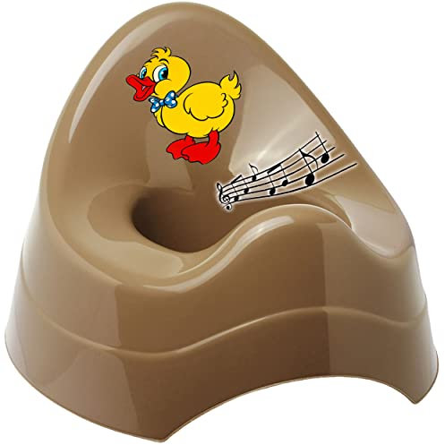 alles-meine.de GmbH Musik & Sound - Töpfchen/Nachttopf/Babytopf - braun - Dunkelbraun Tiere - Ente Bieco - Melody - mit großer Lehne + Spritzschutz - Babytöpfchen/Kinde..