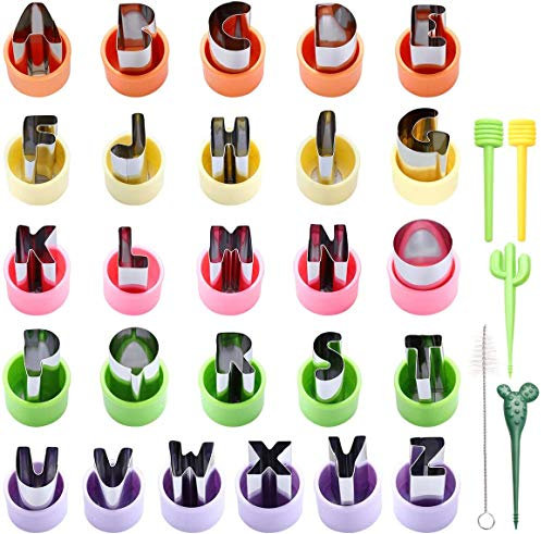 1'' Mini Alphabet Cookie Cutters Set,26-Piece Stainless Steel Letters Cookie Cutters Decorating Tool DIY Biscuit Mold for Fondant Biscuit, Cake, Fruit, Vegetable
