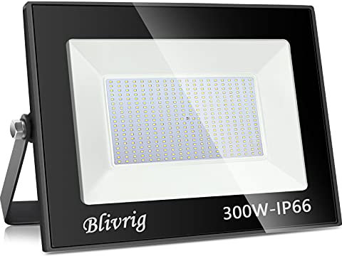 Blivrig LED Strahler Außen 300W Kaltweiss, Fluter Aussen, Hell 30000LM Flutlicht, Aussenstrahler IP66 Wasserdicht, 6500K Außenstrahler, Kaltweiß Scheinwerfer, für Garten, Garage