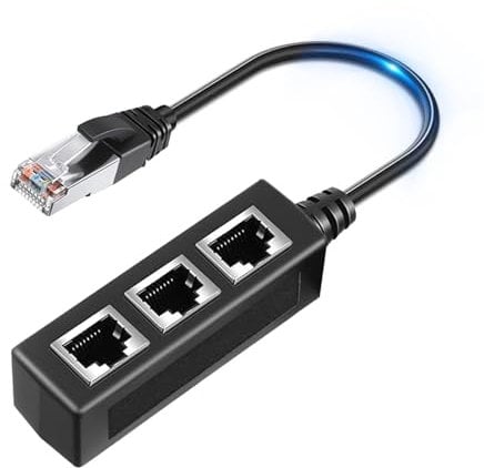 Ethernet Splitter RJ45 LAN Cable Connector 1 to 3 Network Adapter Internet Socket Extender for Super Cat5, Cat5e, Cat6, Cat7, Cat8 Cable