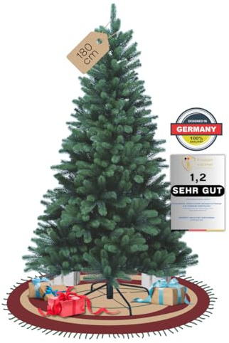 SCHAUMEX Premium Künstlicher Weihnachtsbaum - 100% Spritzguss - Naturgetreue Nordmanntanne, Verschiedene Größen erhältlich (Ohne LED Beleuchtung, 180cm)
