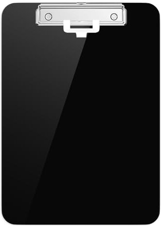Hnogri Kunststoff-Klemmbrett, Standard A4 Letter Size Klemmbretter für Studenten, Büro und Frauen, Zwischenablage mit Stifthalter und Low Profile Clip, Größe 12,5 x 9 Zoll, (Schwarz)