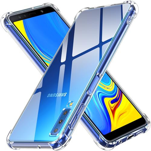 ivoler Klar Silikon Hülle für Samsung Galaxy A7 2018 mit Stoßfest Schutzecken, Dünne Weiche Transparent Schutzhülle Flexible TPU Durchsichtige Handyhülle Kratzfest Case Cover