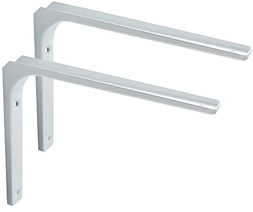 SAYAYO Regalwinkel Schwerlast Regalhalterung Regalträger Weiss Regalhalter Metall 90 Grad L-förmige 2 Stück Winkel Regal 300x250 für Wandhalterung Regal, Eckregal, Hölzern Möbel
