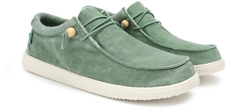 WALK IN PITAS | WP150 Washed | Mocassins pour Hommes | Chaussures Bateau | Slipon Loafers | Baskets d'été | Sneakers | Pantoufles Estivales | Chaussures de Walkinpitas | Vert Menthe 46