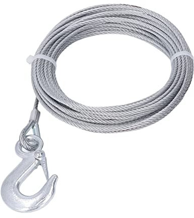 Cable Métallique de Treuil Aramox, Cable de 4 Mm X 12 M, Résistance de 2 000 Lb en Acier Inoxydable Galvanisé de Remplacement
