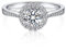 MomentWish Verlobungsring Damen Silber, Geschenk Frau zum Valentinstag, 1 Karat Moissainte Ring frauen Silber 925 Halo Jahrestag Geschenk für sie Freundin mit Geschenkbox-Größe57