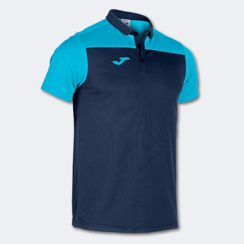 Joma Polo Brand Model Polo Short Sleeve Hobby II Navy Turquoise Fluorescent