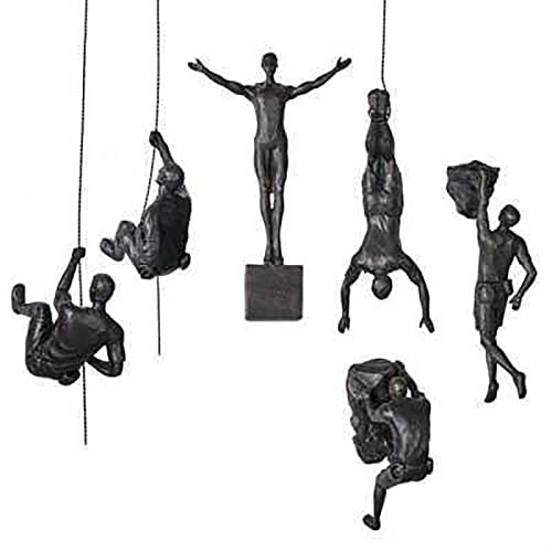 LVJMOB Harz Kunst Bergsteiger Felsenkletterer Wandskulpturen Skulpturen Statuen, Kletter Figur Männer Kletterwand Wandbehang Skulptur Dekofigur Büro Dekoration Wandbilder Wohnzimmer 6pcs-b