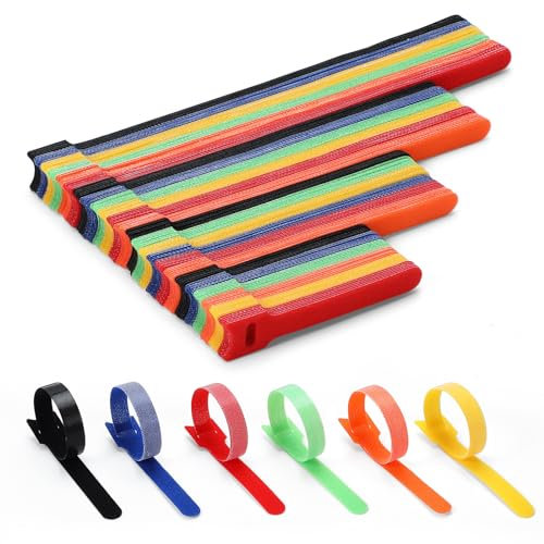 VITEVER 150PCS Multi-Colour Cable Ties, 4+6+8+10 inch, Reusable Nylon Fabric, Multi-Purpose for Home, Office and Garage