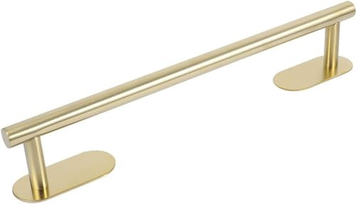 YUET Brushed Brass Towel Rail Adhesive 40 CM Hand Towel Holder Bar Bathroom Holders No Drill For Bathrooms Kitchen Dish Cloths Hanger 304 Stainless Steel RUSTPROOF Wall Mounted 16'' Gold