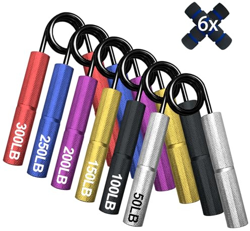 Grip Strength Trainer,50-300LB (6 Pack) Grip Strength Trainer Set,No Slip Grip Trainer,Hand Workout Squeezer Grip Strengthener,Home Gym Training,for Strength Training, Exercise, Injury Recovery