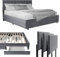 Juskys Samt Polsterbett Soria 180x200 cm mit Lattenrost & Schubladen - modernes Bett - Kopfteil höhenverstellbar - Jugendbett - Doppelbett Grau