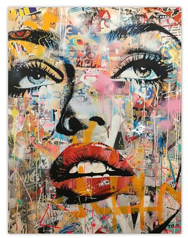 Artery8 Vintage Pop Art Portrait Street Art Graffiti Living Room Extra Large XL Wall Art Poster Print