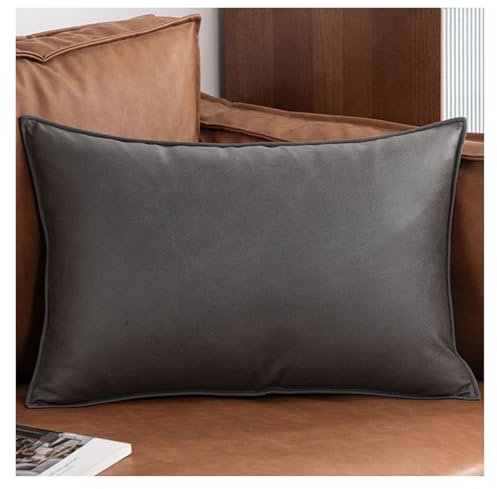 Sofa Kissenhülle Kissenbezug 50x70,Kunstleder wasserdichte Kissenbezüge 50x50 45x45,Sofakissen Bezug Dekokissen Verstecktem Kissen Hülle Für Auto Sofa Dekorativ(Dark Grey,60x80 cm(1pc))