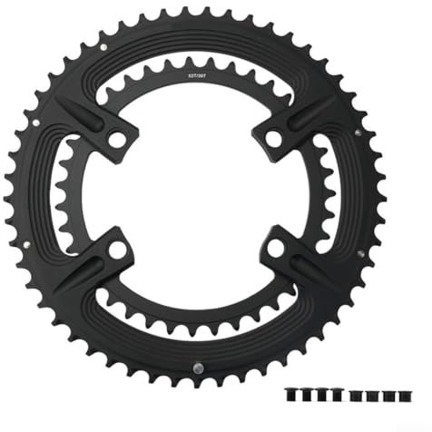 Eawfgtuw Plato asimétrico de carretera 50-34T 110BCD compatible con bielas 105 R7000 R8000 FC-R9100 de aluminio 7075-T651 para bicicleta de carretera de velocidad de 10s, 11s, 12s (50-34T)